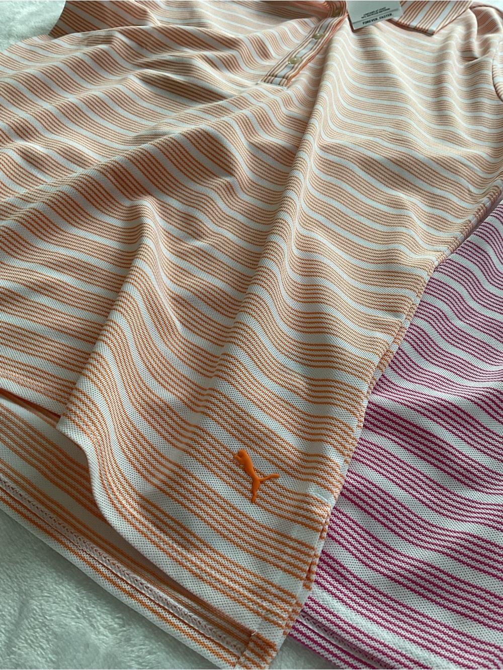 Puma Golf Women’s Polo Shirt Bundle 2 Pack Small NWT Pink Orange Striped - Picture 6 of 13